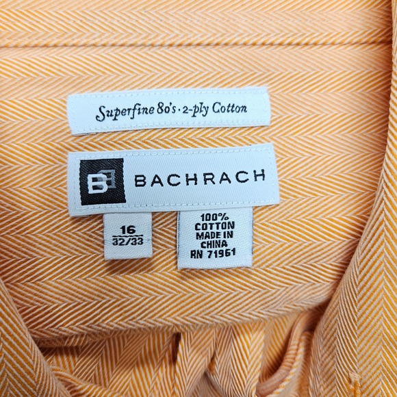 BACHRACH Men's Dress Shirt 16 32/33 Peach Orange Pinstripe Cotton Blend EUC - Picture 4 of 12